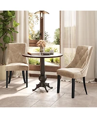 Gymax Upholstered Dining Chairs Set of 2 Tufted Wingback Chairs w/ Solid Wood Legs