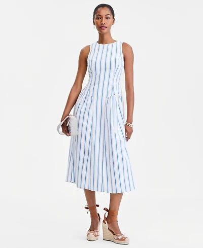 On 34th Women's Cotton Bayside Stripe Drop-Waist Midi Dress, Macy's Exclusive