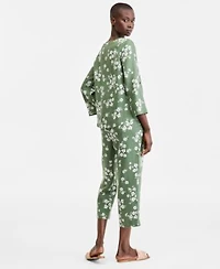 Charter Club Womens 100 Linen Roll Tab Top Cropped Pull On Pants Macys Exclusive