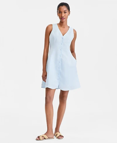 On 34th Women's Linen-Blend V-Neck Mini Dress, Macy's Exclusive