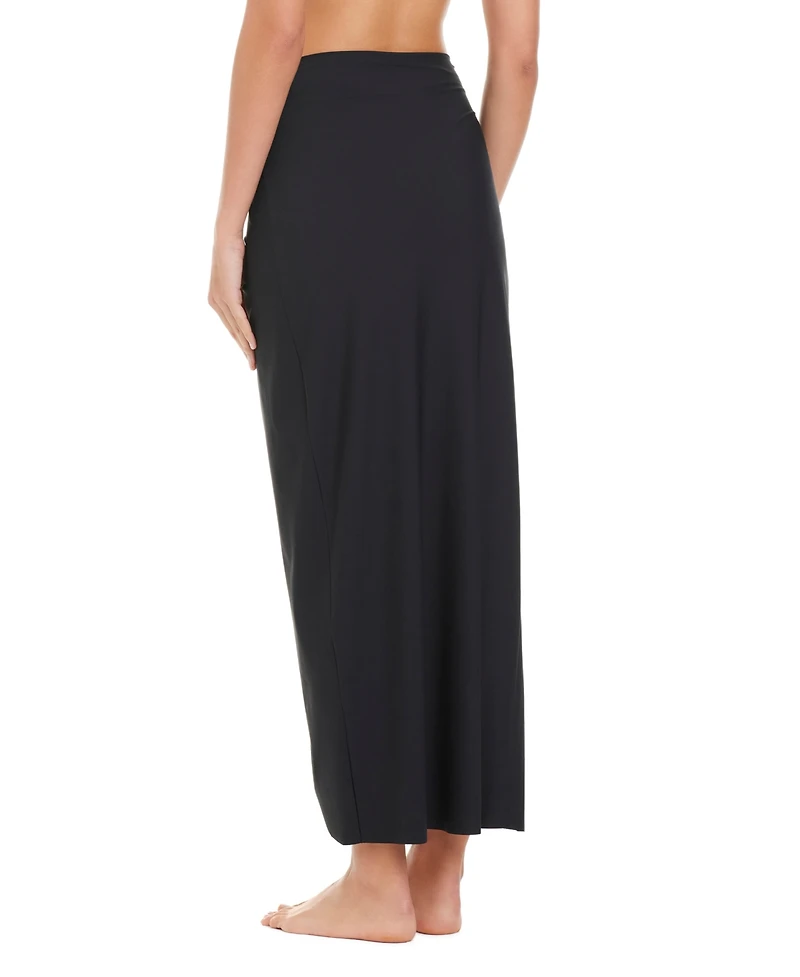 Beyond Control Women's Solid Essentials Long Twist Swim Skirt
