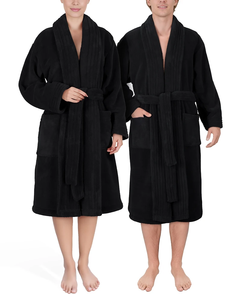 American Soft Linen Unisex Luxury Hotel Spa Warm Shawl Collar Plush Fleece Bath Robe