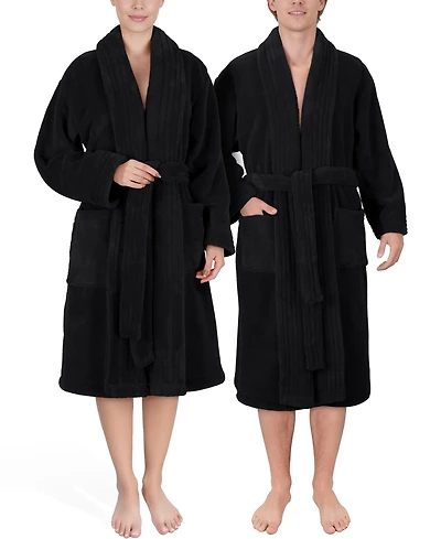 American Soft Linen Unisex Luxury Hotel Spa Warm Shawl Collar Plush Fleece Bath Robe