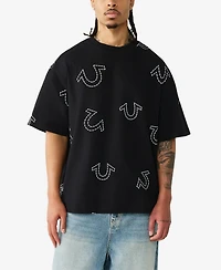 True Religion Men's Short-Sleeve Horseshoe Print Oversized T-Shirt
