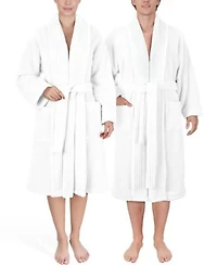 American Soft Linen Unisex Luxury Hotel Spa Warm Shawl Collar Soft Plush Fleece Bath Robes