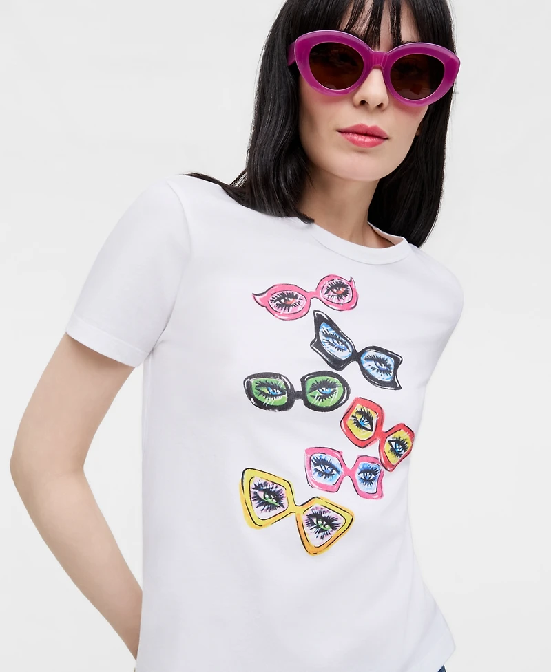 Women's Cropped Sunglasses T-Shirt, Macy's Exclusive- Molly Rogers Capsule Collection