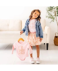 Sweet Wink Little Girls Big Sis Embroidered Patch Short Sleeve T-Shirt