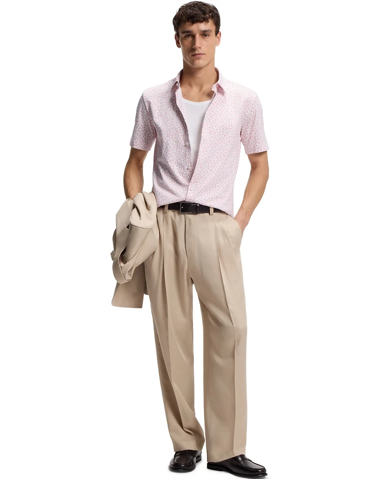 Boss by Hugo Men's Printed Cotton-Blend Jersey Slim-Fit Shirt