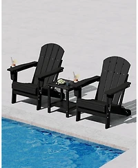 gaomon Folding Adirondack Chair Set of 4 with 2 Side Table, Hdpe Outdoor Patio Chair with Cup Holder