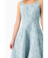 Ivonne Women's Square Neck Midi Denim Dress