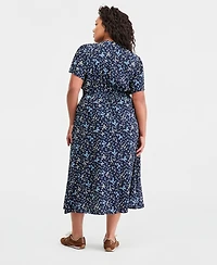 Levi's Plus V-Neck Button-Front A-Line Midi Dress