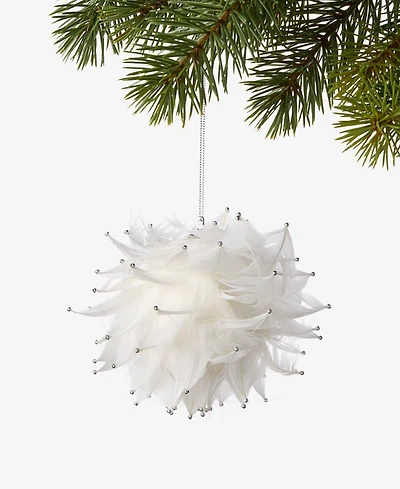Holiday Lane Gilded Glamour White Feather Ball Ornament, Macy's Exclusive