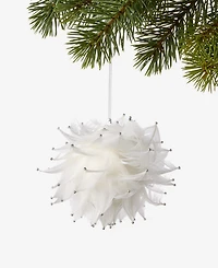 Holiday Lane Gilded Glamour White Feather Ball Ornament, Macy's Exclusive