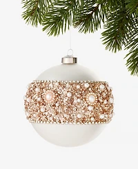 Holiday Lane Jeweled Classics Matte Large Size Ball with Bead Design Ornament, Macy's Exclusive