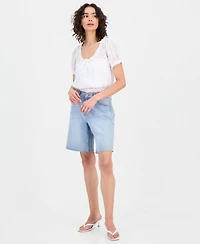 And Now This Women's Cotton Embroidered Cropped Blouse, Macy's Exclusive