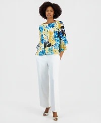 Kasper Women's Printed Ruffled-Sleeve Blouse