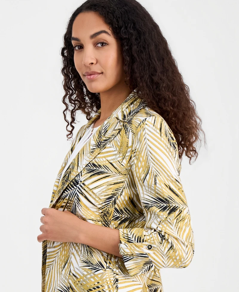 Kasper Women's Open-Front Palm-Print Jacket