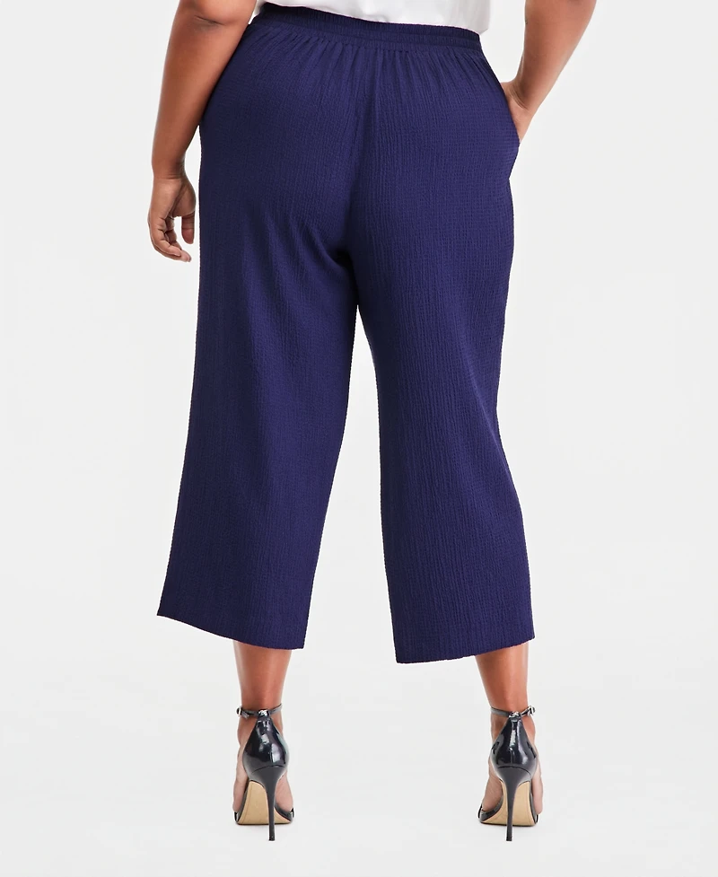 Anne Klein Essentials Plus Pull-On Crop Straight-Leg Pants