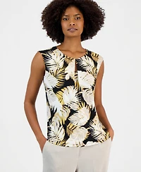 Kasper Women's Sleeveless Printed Keyhole Top