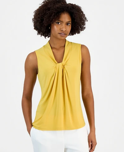 Kasper Women's Sleeveless Knotted Front Stretch Top