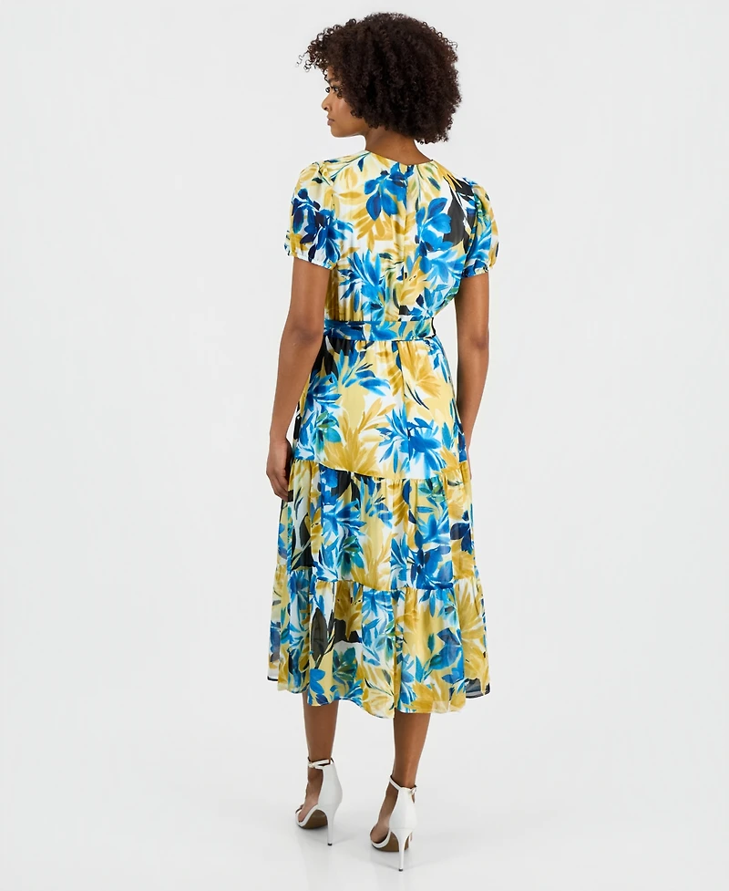 Kasper Women's Printed Tiered Midi Dress