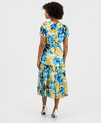 Kasper Women's Printed Tiered Midi Dress
