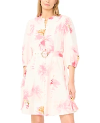 CeCe Women's Belted Button-Front Dress