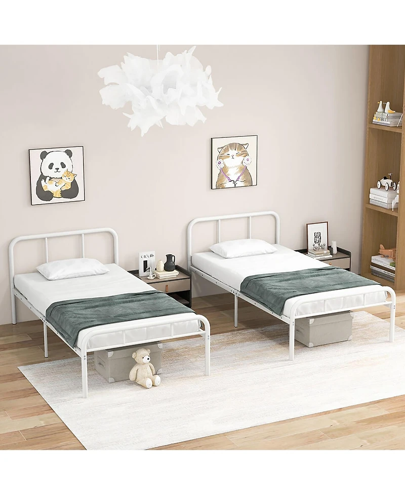 Gymax 12-Inch Twin Bed Frame Modern Metal Platform Bed w/ Headboard & Footboard