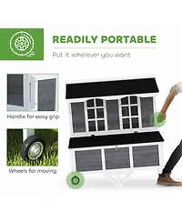 PawHut 43" Chicken Coop with Wheels, Chicken Tractor for 2-4 Hens, Rabbits