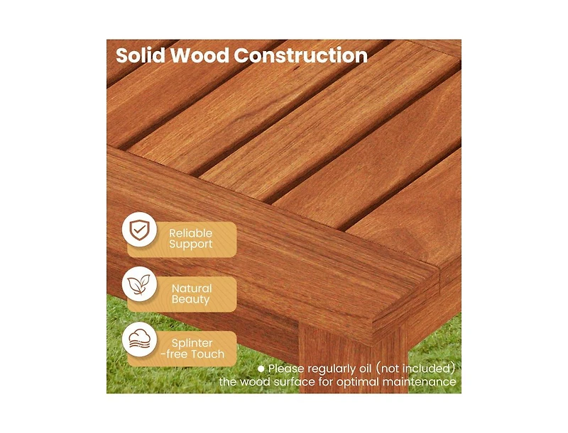 Slickblue 2-Person Outdoor Wood Bench with Backless Slatted Seat