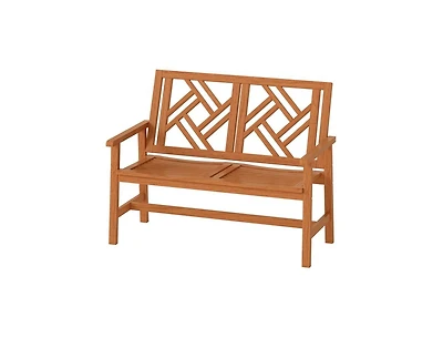 Slickblue 2 Person Wood Outdoor Bench with Geometric Backrest