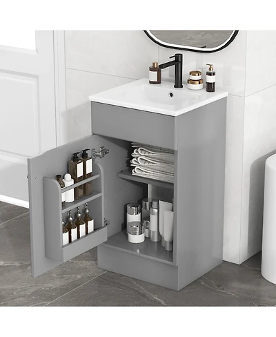 Sillysis Bathroom Vanity with Sink, Painted Mdf Cabinet, Soft Close Door, Adjustable Shelf & Organizer for Small Spaces