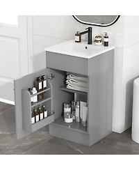 Sillysis Bathroom Vanity with Sink, Painted Mdf Cabinet, Soft Close Door, Adjustable Shelf & Organizer for Small Spaces