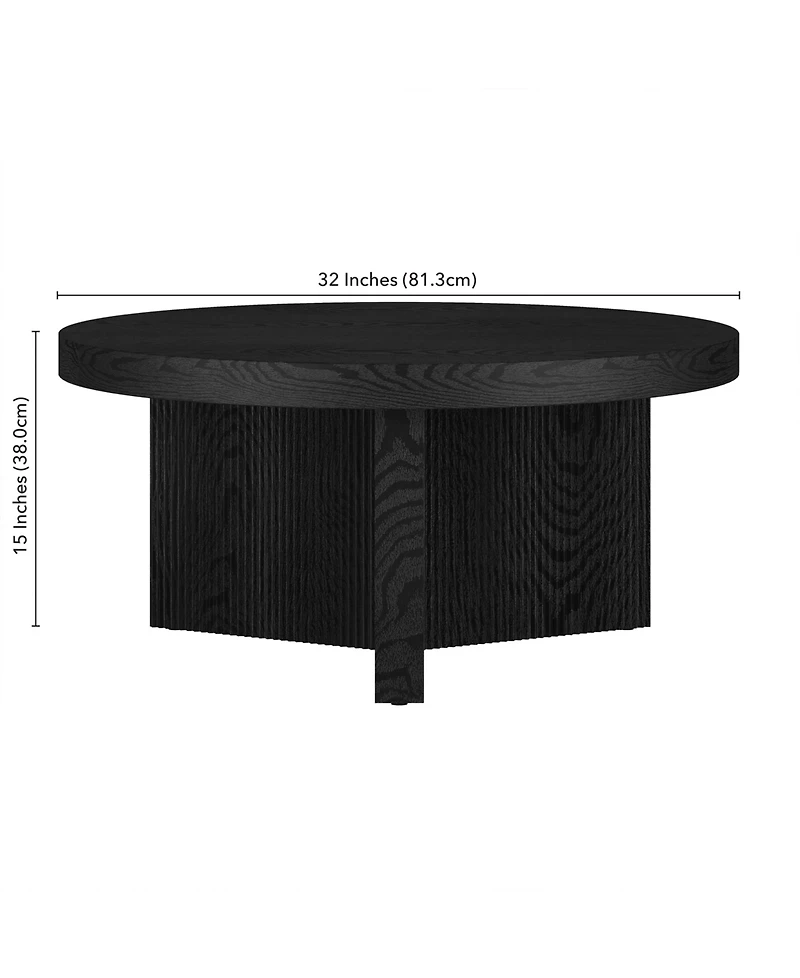 Hudson & Canal Holm 32" Wide Round Fluted Coffee Table