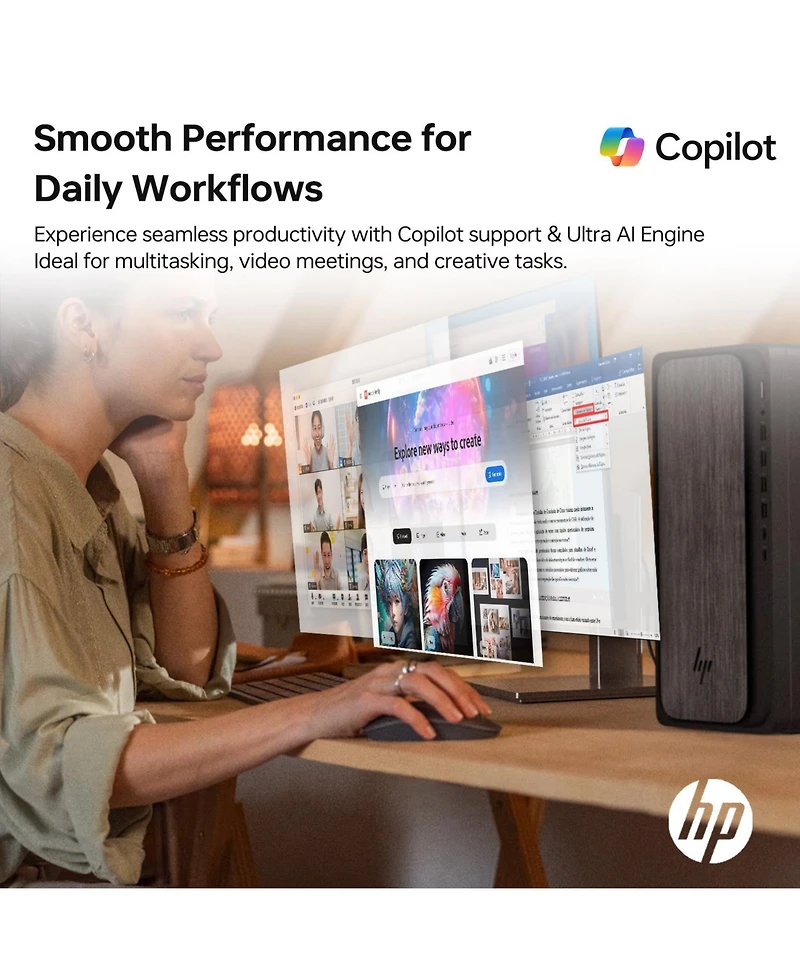 Hp OmniDesk Tower Desktop Amd Ryzen 7 32GB Ram Amd Radeon Graphics 1TB Ssd Storage Windows 11 Home