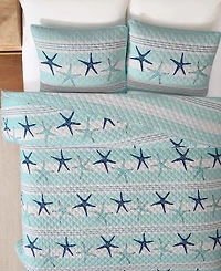 Avanti Starfish Stripe Reversible 3-Pc. Quilt Set, King