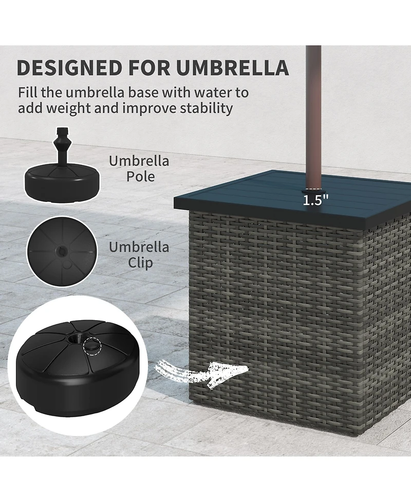 Outsunny Wicker Side Table, Square Pe Rat Outdoor End Table