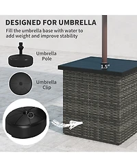 Outsunny Wicker Side Table, Square Pe Rat Outdoor End Table