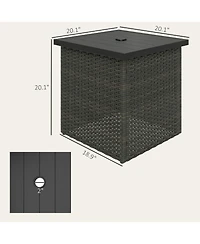 Outsunny Wicker Side Table, Square Pe Rat Outdoor End Table