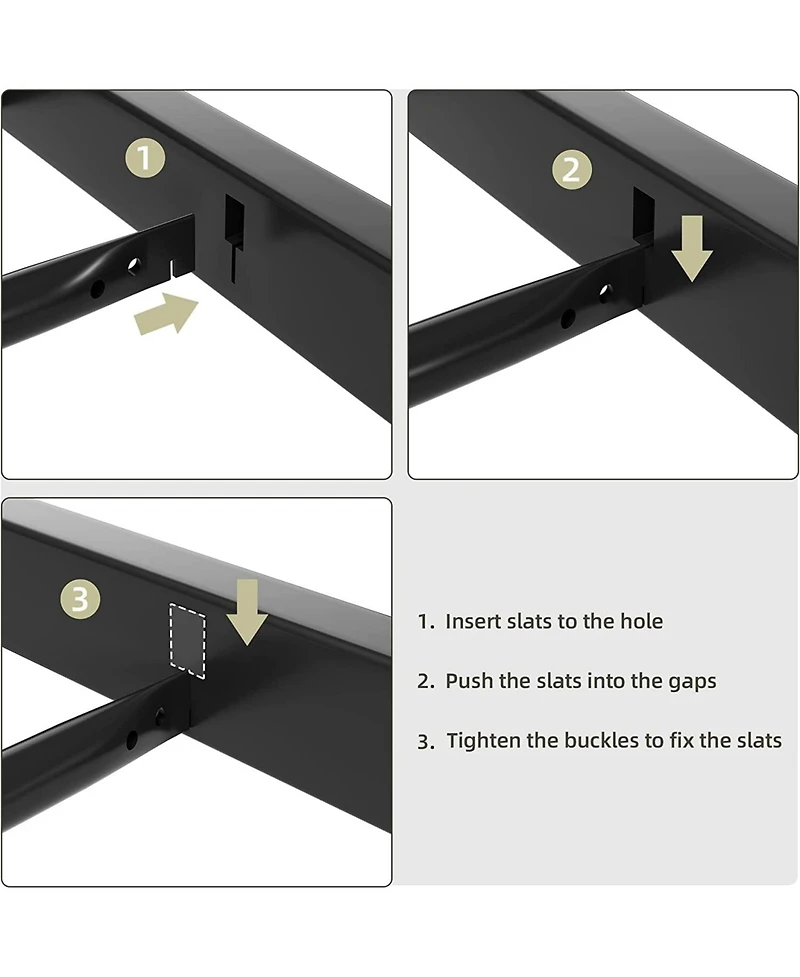 gaomon King Faux Leather Platform Bed Frame Upholstered Headboard Metal Frame Steel Slats Support Box Spring Optional Easy Assembly