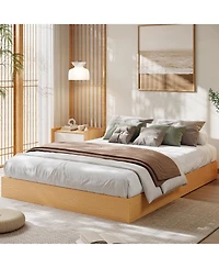 gaomon Queen Wood Platform Bed Frame Minimalist Wooden Bed Slat Support No Box Spring Easy Assembly