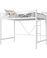 gaomon Metal Loft Bed Twin Size, Industrial Loftbeds Heavy Duty with Safety Guard Rails and Space-Saving Design, Steel for School