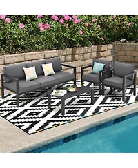4-Piece Outdoor Patio Furniture Set Sectional Sofa Set Coffee Table