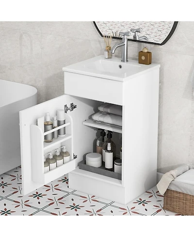 Sillysis Bathroom Vanity with Sink, Painted Mdf Cabinet, Soft Close Door, Adjustable Shelf & Organizer for Small Spaces