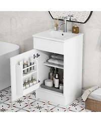 Sillysis Bathroom Vanity with Sink, Painted Mdf Cabinet, Soft Close Door, Adjustable Shelf & Organizer for Small Spaces