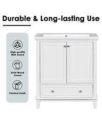 Sillysis Bathroom Vanity with Ceramic Sink, Adjustable Shelf, Multi-Functional Storage, Solid Wood & Mdf