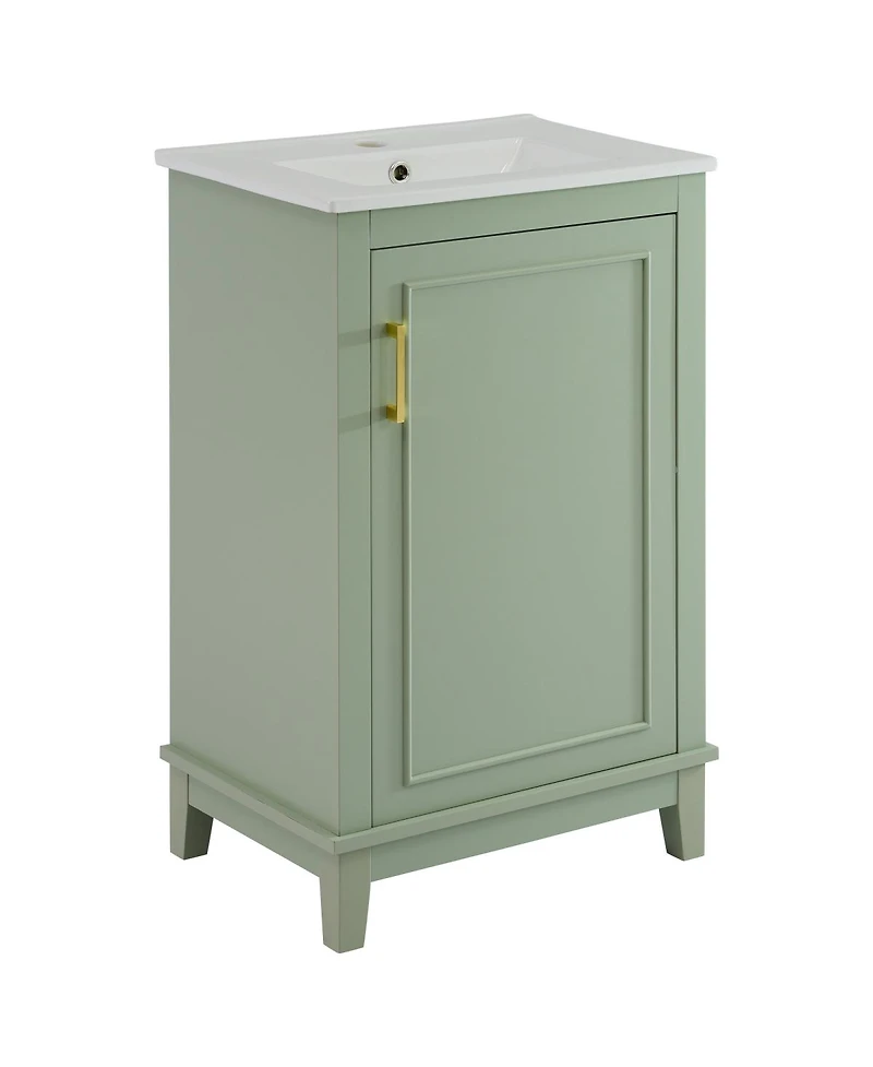 Sillysis Small Bathroom Vanity Cabinet with Ceramic Sink, Soft Close Door & Ample Storage for Compact Spaces