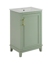 Sillysis Small Bathroom Vanity Cabinet with Ceramic Sink, Soft Close Door & Ample Storage for Compact Spaces