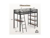 Slickblue Twin-Size Loft Bed with Desk, Shelves, and Study Space