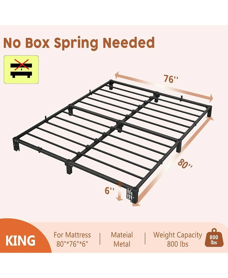 gaomon Bed Frame , 6 Inch Metal Platform, No Screws Needed, No Box Spring Needed, Heavy Duty, 800 Lbs Capacity, Tool-Free Assembly